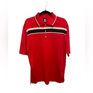 Footjoy FJ Red, White & Blue Golf Polo Stripes Sz L